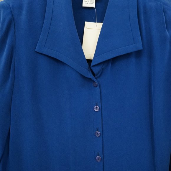 New Adriana Papell Talbots Size 8 Petit Royal Blue Silk Pants Suit - Picture 4 of 7
